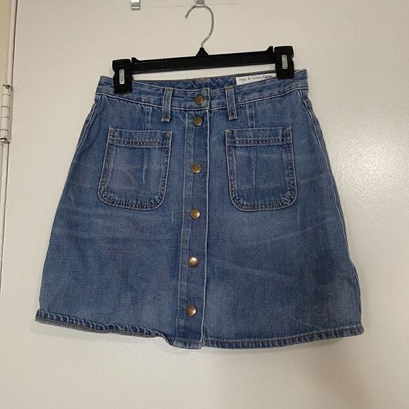 RAG & BONE santa cruz mini skirt capitol button front denim size US 25 - Picture 3 of 6
